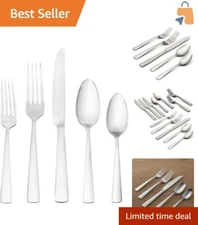 Nocha 20PC Polished Flatware Set for 4 - Durable, Dishwasher Safe Silverware