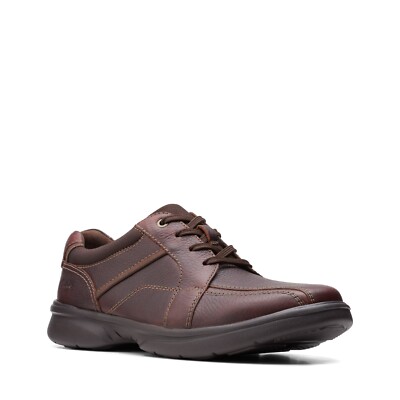 Clarks Men's Bradley Walk Brown Tumbled Leather Casual Shoes 26153326