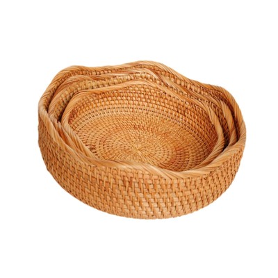 3 x Rattan-Obstkorb, Snack-Ei-Aufbewahrungsschale für Hotel-Obstrestaurant