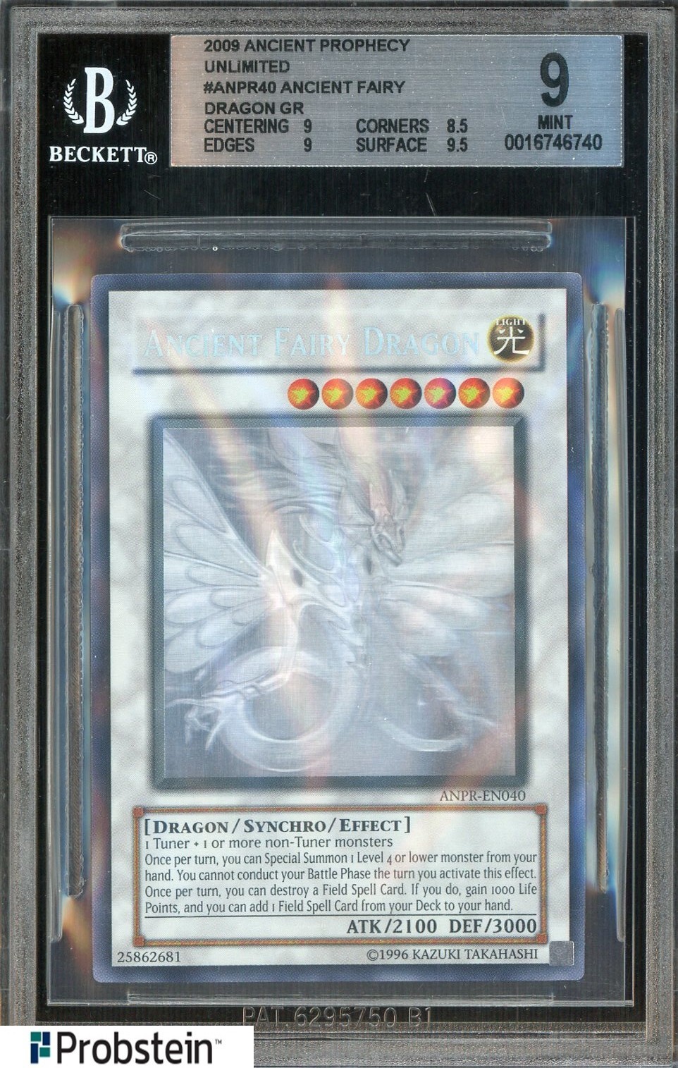 2009 Yu-Gi-Oh! Ancient Prophecy Unlimited Ancient Fairy Dragon Ghost Rare BGS 9