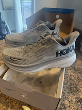 Hoka One One Clifton 9 Men's Gray Mesh Running Shoes Size 9D Breathable Comfort
