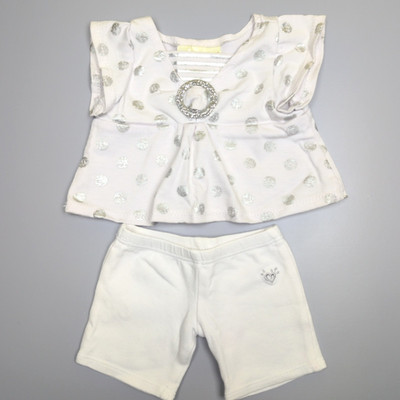 Build A Bear weiß silber gepunktet Schößchen Top und Leggings limitiert auch Outfit