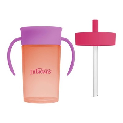 Dr. Brown's Milestones Straw to 360 Convertible Toddler 10 Ounces, Pink Coral 