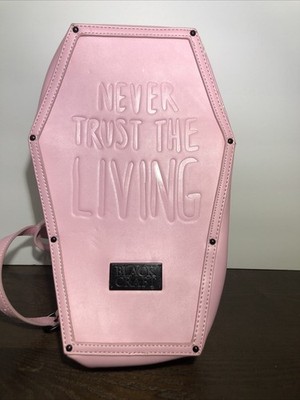 BlackCraft Pink Coffin Bag Goth Never Trust the Living Halloween Backpack (L4)