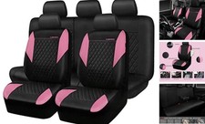 Pink Leather Seat Coversgirly Full Set Front And Rear Black And Pink