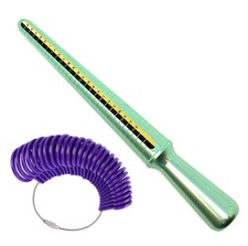 *UK SIZES* Purple Finger Sizing Hoops & Green Ring Sizer Mandrel Gauge Rod Pole