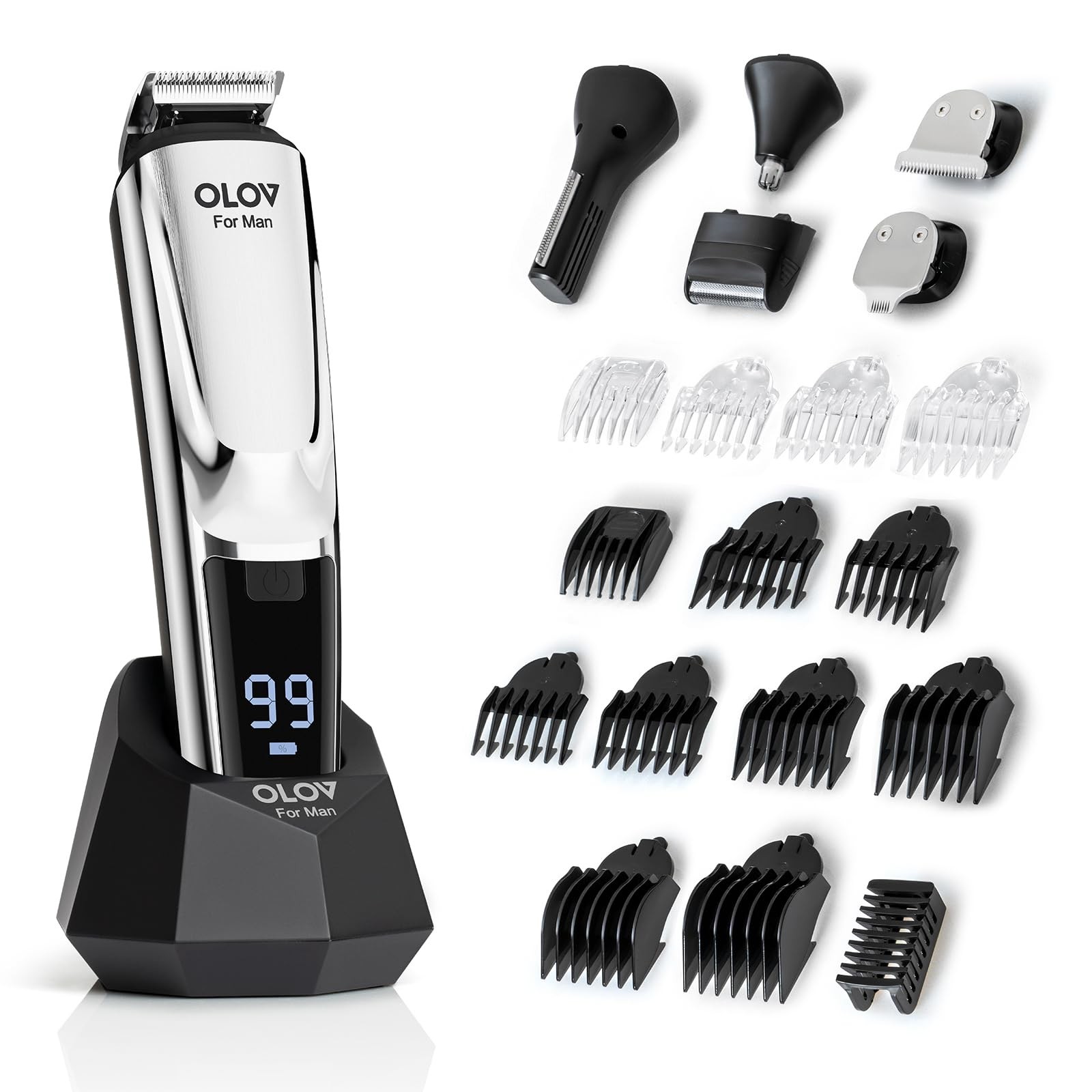 Beard Trimmer Kit for Men - 21pc Grooming Set with Electric Mustache & Beard Trimmer