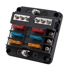 6 Way Fuse Block 12 Volt Waterproof Boat Fuse Panel with LED Warning Indicator