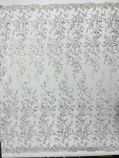 White/Silver Blossom Couture Lace Fabric Embroidered Sequin Floral Lace Fabric