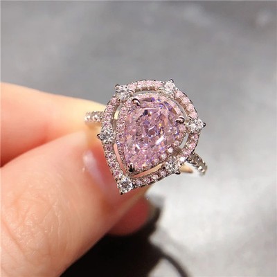 2,0 kt Birnenschliff Laborgefertigter Diamant Testpass VVS1/D 18 kt massiver Goldring