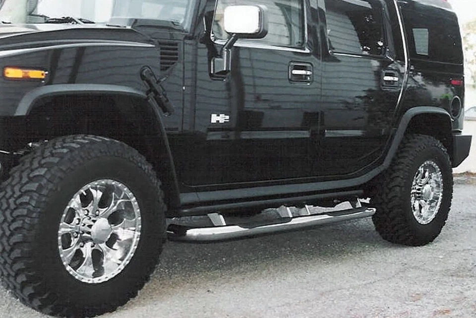 For Hummer H2 2003-2009 Aries 204075-2 3" Polished Round Side Bars Foto 4 de 4