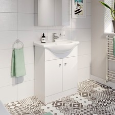 650mm Bathroom Basin Sink Vanity Unit Floor Standing Single Tap Hole Matte White