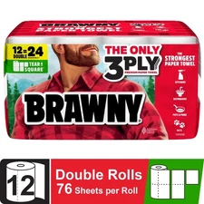 3-Ply Paper Towels, 12 Double Rolls, Tear-A-Sheet, Highly Absorbent, Strong &