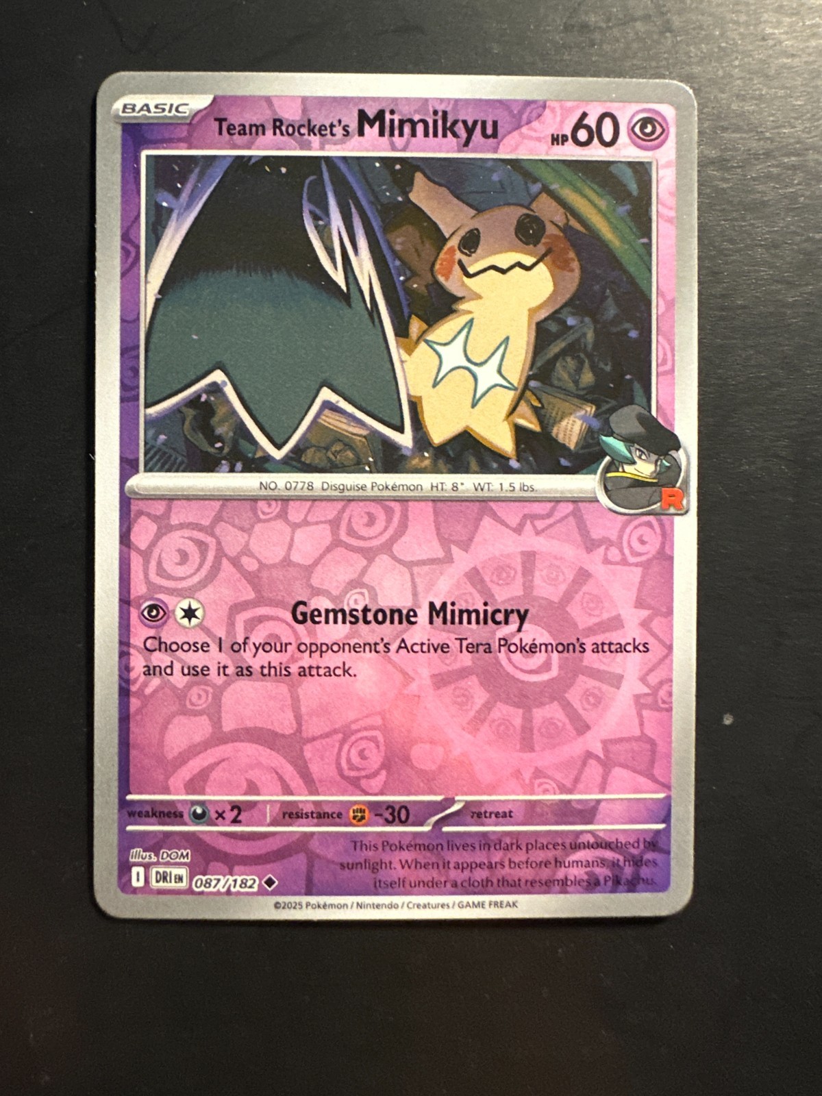 2023 Pokemon S&V Destined Rivals Team Rockets Mimikyu 87 /182 Reverse Holo Foil