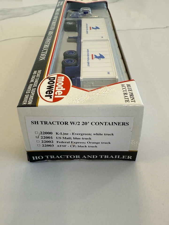 Model Power 22001 US Mail Truck SH Tractor W/2 20’ Containers USPS HO 1:87 NIB - Image 3 of 4