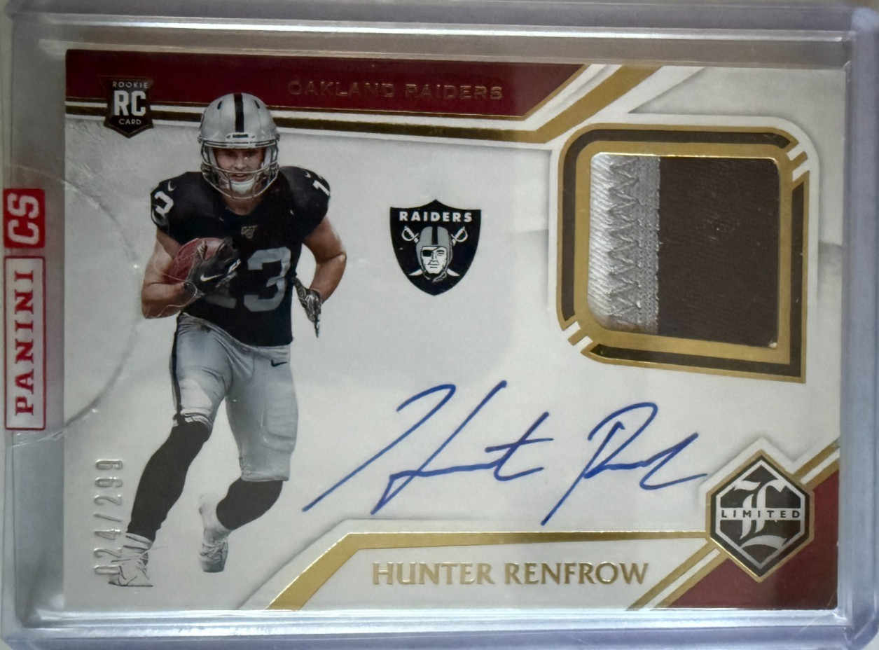 2019 Panini Limited Hunter Renfrow True RPA Patch Auto RC /299 #139 Raiders