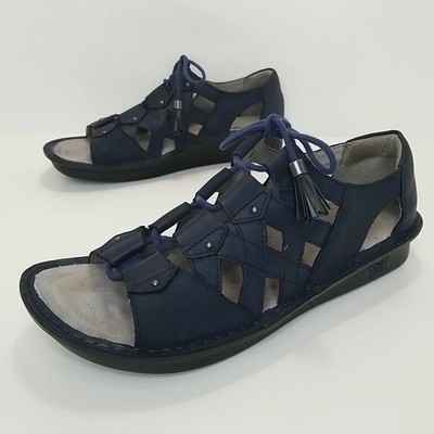 Alegria Valerie Oiled Leather Navy Blue Lace Up Sandals Women's size 9.5-10