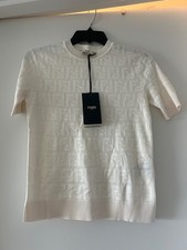 Fendi White FF Cotton Pullover Size 36
