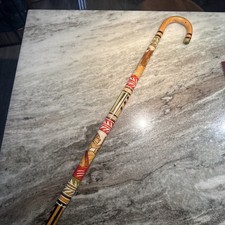 Cane Hand Carved And Painted Wood For Art Or Practical Use Excellent Condition