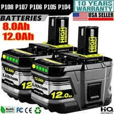 8.0Ah 18V Battery P108 One Plus For RYOBI 18 Volt High Capacity Lithium-Ion 12Ah