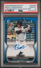 2023 BOWMAN DRAFT CHROME PRSPCT AUTO #CDABV BROCK VRADENBURG 150/150 PSA 10