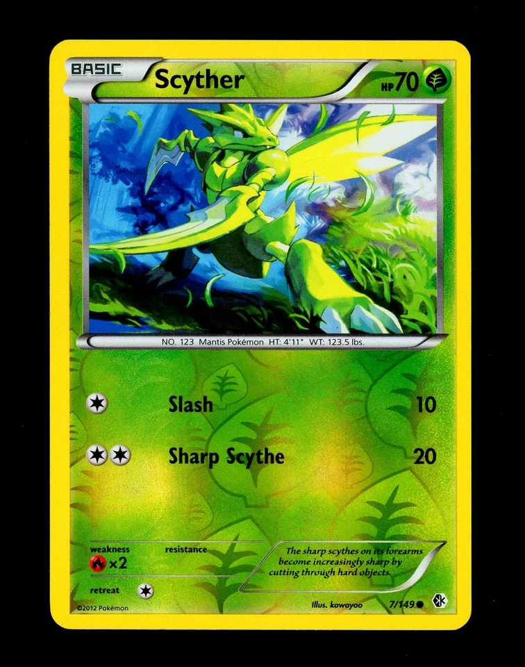 2012 Pokemon SCYTHER Boundaries Crossed REVERSE HOLO Black & White Card 7/149 - Image 4 of 4