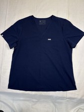 FIGS Unisex Medical Scrub Top XXL Navy Solid Pattern Technical Collection