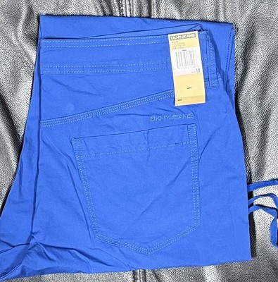 DKNY JEANS Medium Weight Capri Pants 10 Royal Blue Tie Cuffs 5 Pockets