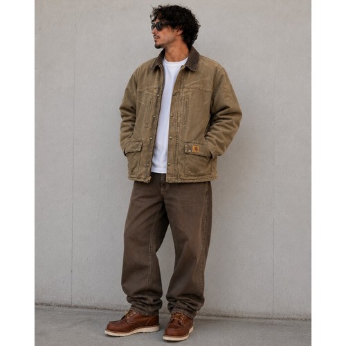 Carhartt, VTG Carhartt Jacket Men XL Duck Canvas Detroit Corduroy Collar Blanket Lined 90s