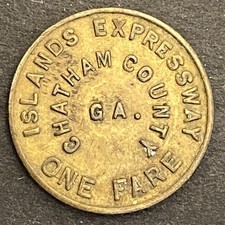 Island Expressway Chatham County, GA Transit Fare Token Brass 16mm (#7)