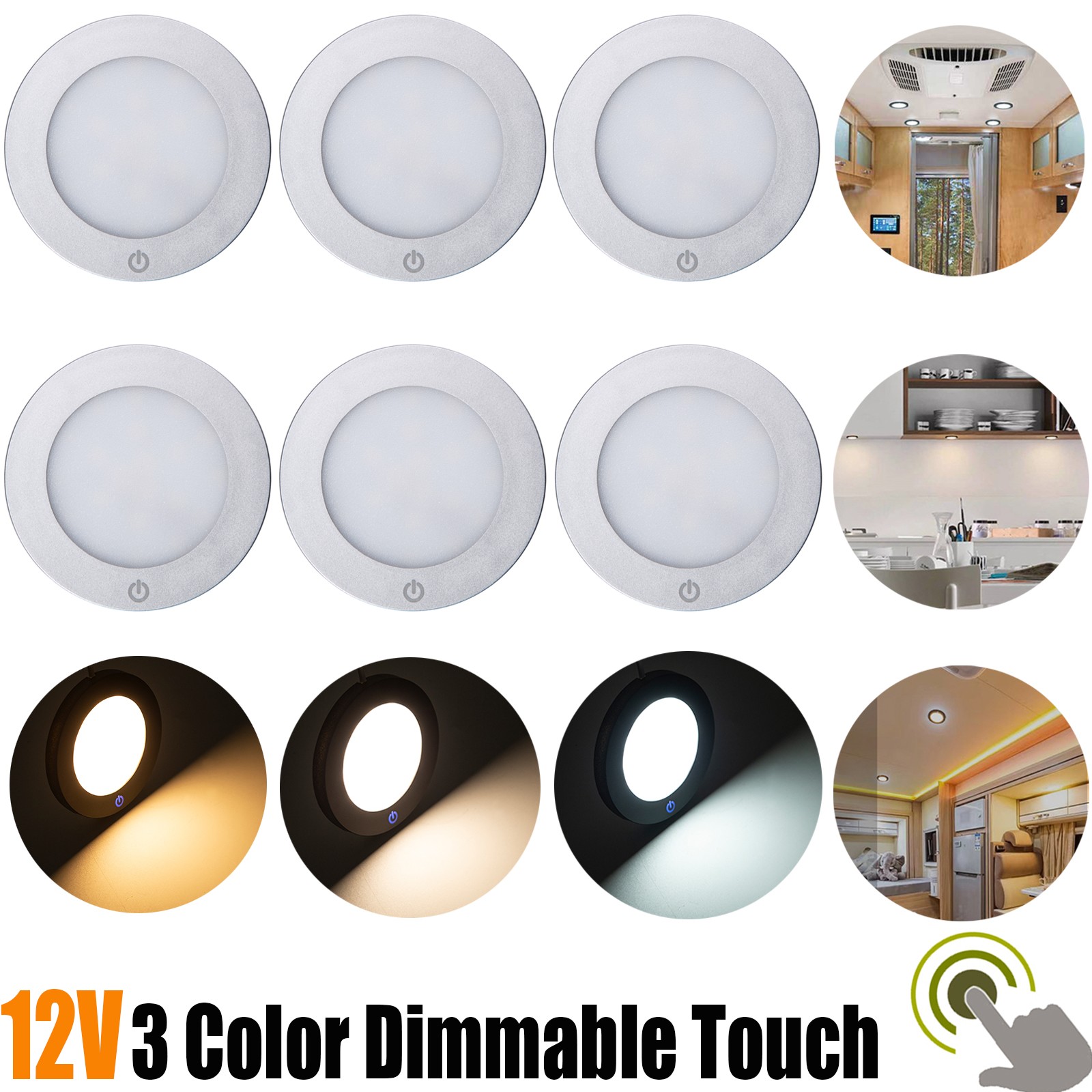 LED Spot Lights 12V Dimmable Caravan Boat White Recessed Downlight Pack of 6