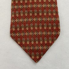 Jeffrey Banks Silk Tie Necktie Red Bronze Art Deco Western Exec Boss Canada 4x60