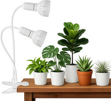LED Grow Light, Dual-Head 5000K White Full Spectrum Clip-On Gooseneck Plant Lamp
