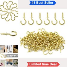 Cup Hooks 5/8 Inch Gold 100 Pack Screw Hooks Ceiling Hangers Rust Resistant