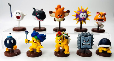 Super Mario Enemy Figure Lot 10 Boo Bowser Ludwig Cat Bullet Bill Choco Egg