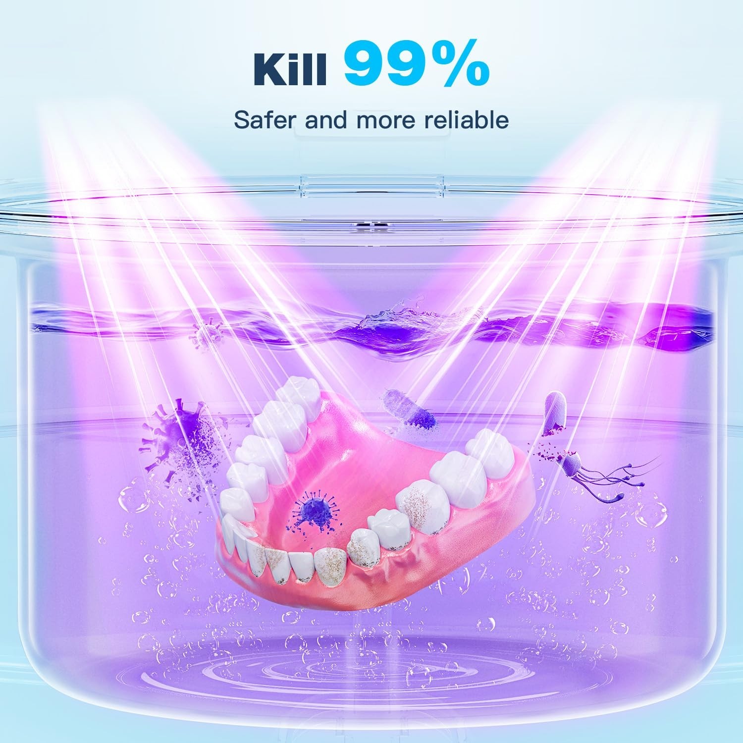 2X 360° Deep Cleaning,45kHz Ultrasonic Retainer Cleaner Machine with Light, 2...