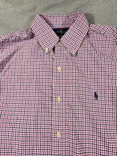 Ralph Lauren Gingham Button Up Red Blue Check Blue Pony Medium Preppy Casual