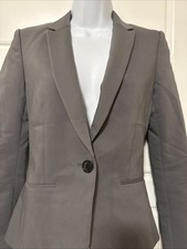 H M Women  s Dark Grey One Button Blazer Jacket - Size 4