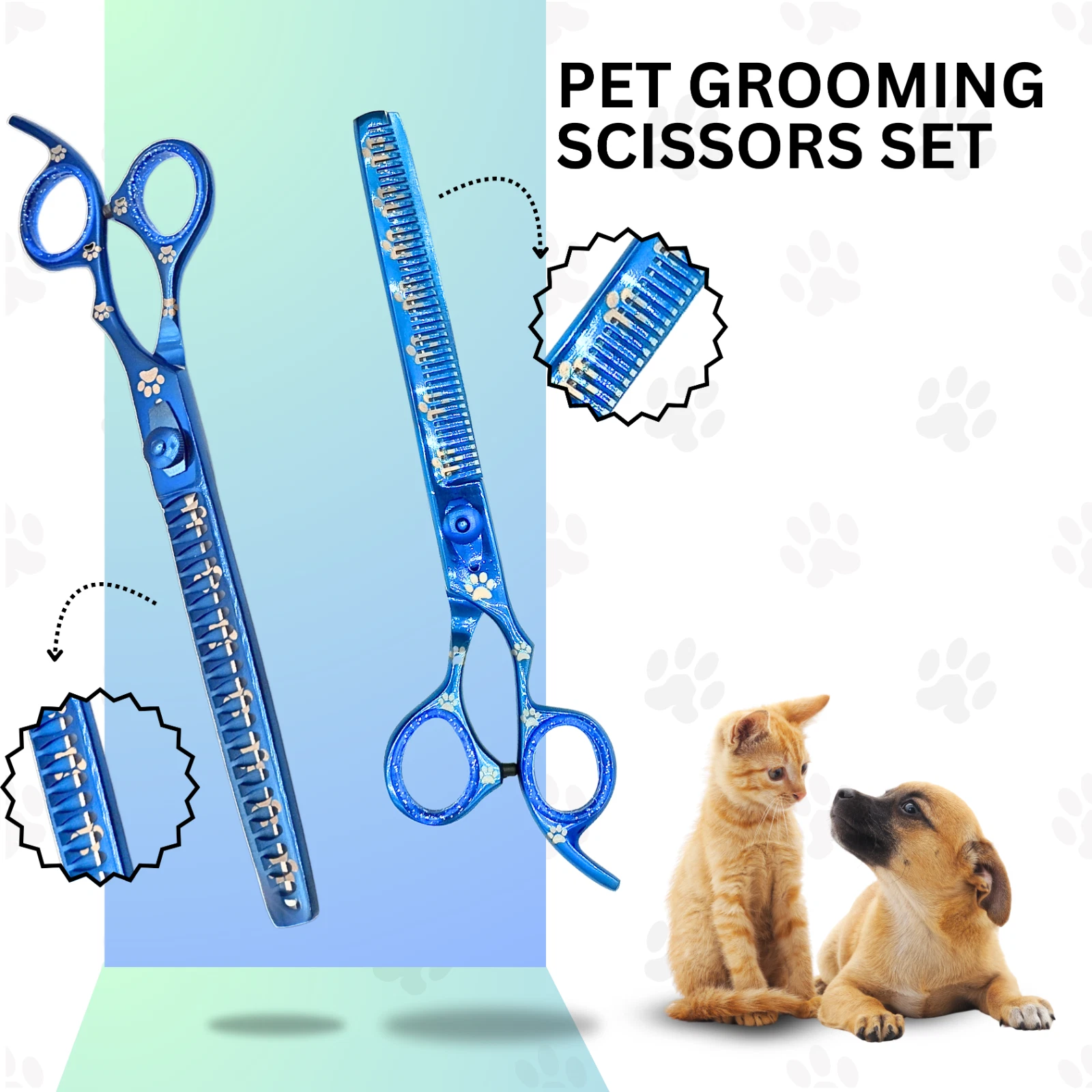 Pet Grooming Scissor Set–8.5" 4pcs | Straight, Curved, Chunker & Thinning Shear
Opens in a new windo