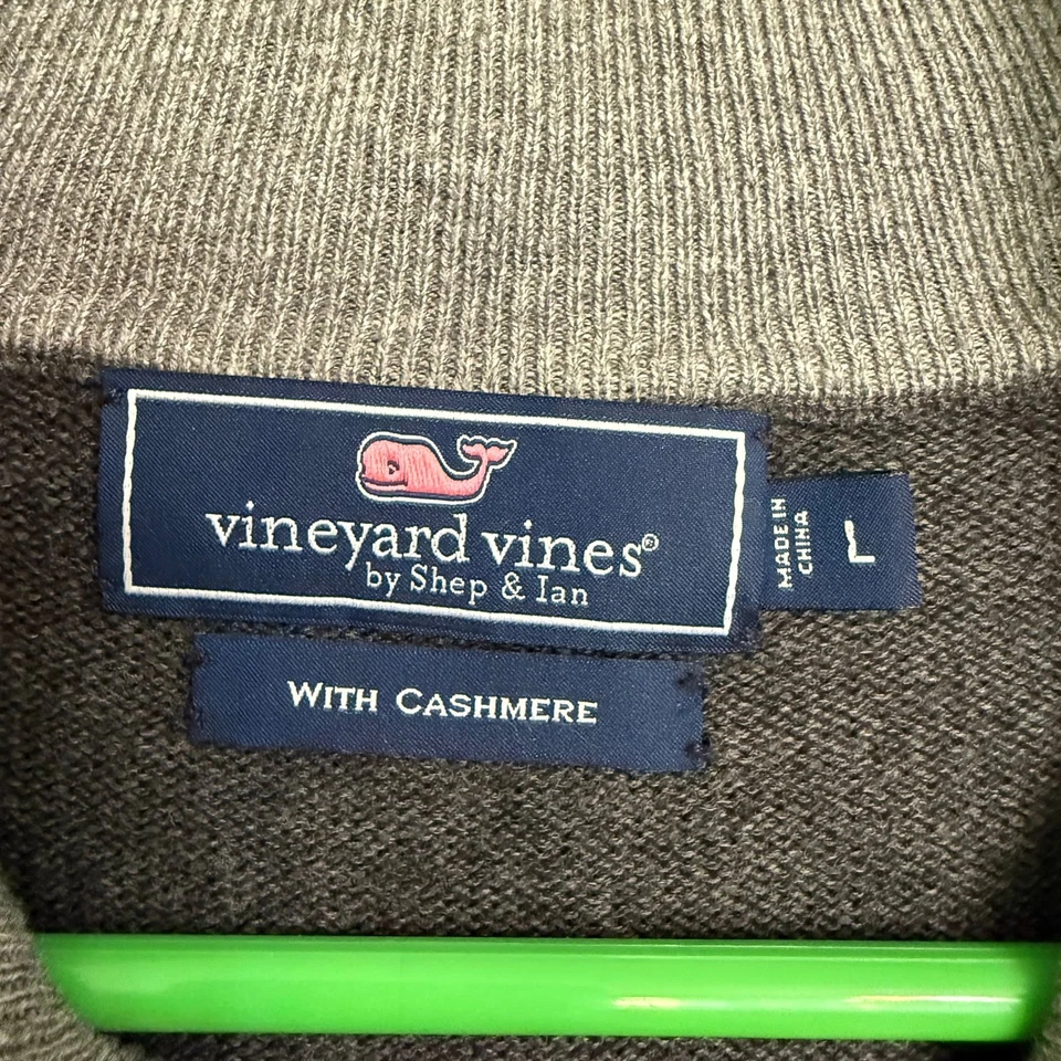 Vineyard Vines Men's Gray Wool Cashmere Blend 1/2 Zip Pullover Sweater - Image 3 of 4