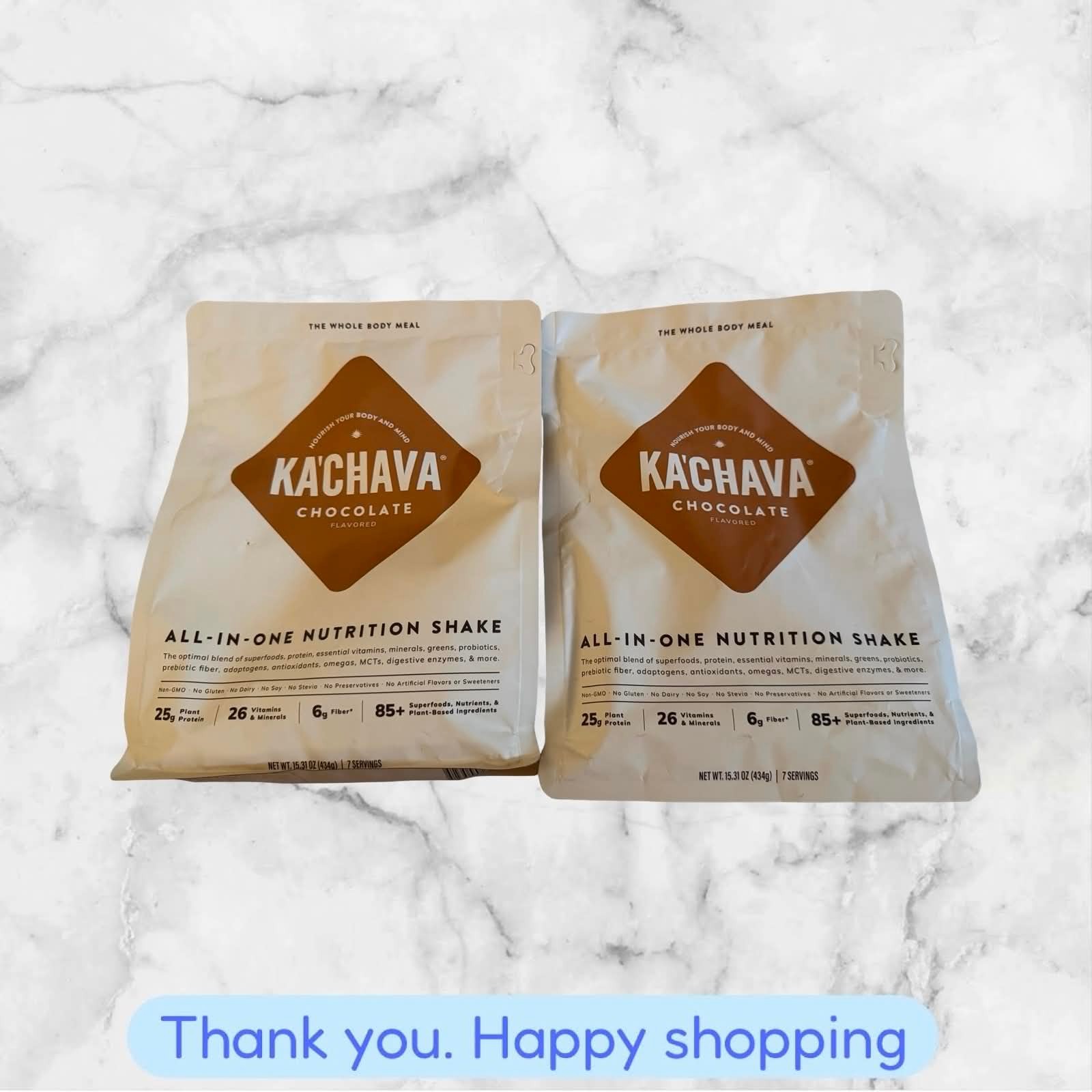 FOR 2 BAGS KA’CHAVA Chocolate ALL IN ONE NUTRITION SHAKE 15.31 Oz Kachava 2027+