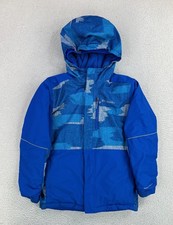 Columbia Ski Jacket Youth M 10/12 Blue Camo Omni-Tech Hooded Insulated Outgrown