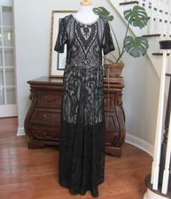 ASOS DESIGN Black Lace Overlay T-Shirt Maxi Dress Size 12 US