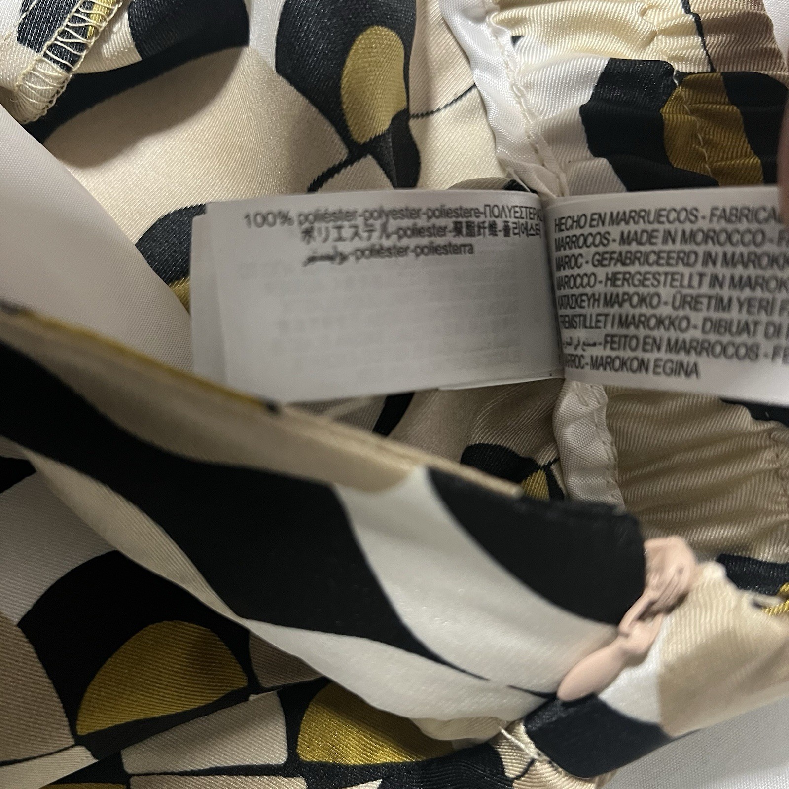 ZARA Geometric Print Medium NWT Wide Leg Satin Trouser Pants Side Zip Pockets image 10