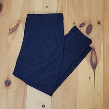 ZARA 33" navy blue with blue pinstripe cuffed cropped trousers
