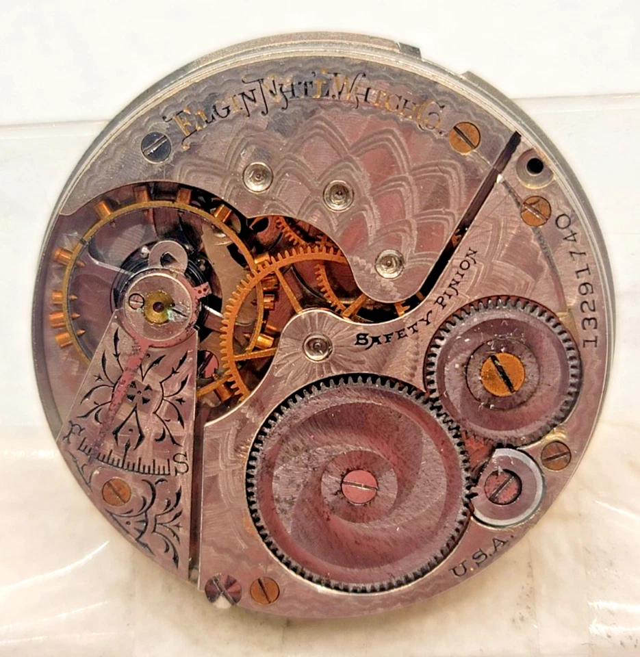 Antique 1908 ELGIN Hunter Case Pocket Watch Movement - 7 J-16 S ! For Parts ! - Image 3 of 3