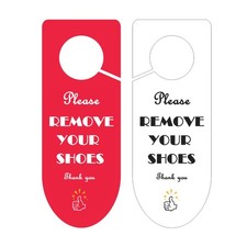 Please Remove Your Shoes Sign,2Pack Take 8.5 x 3.15 inches, Red White