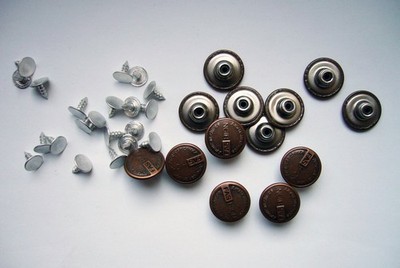 20 x Jeansknöpfe zum nieten, Altmessing, Kopfdurchmesser ca. 17mm