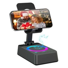 Cell Phone Stand with Wireless Bluetooth Speaker, Colorful LED Jet Black