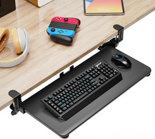 Adjustable Sliding Keyboard Tray with C-Clamp, 25.6 x 11.8 Inch, Black